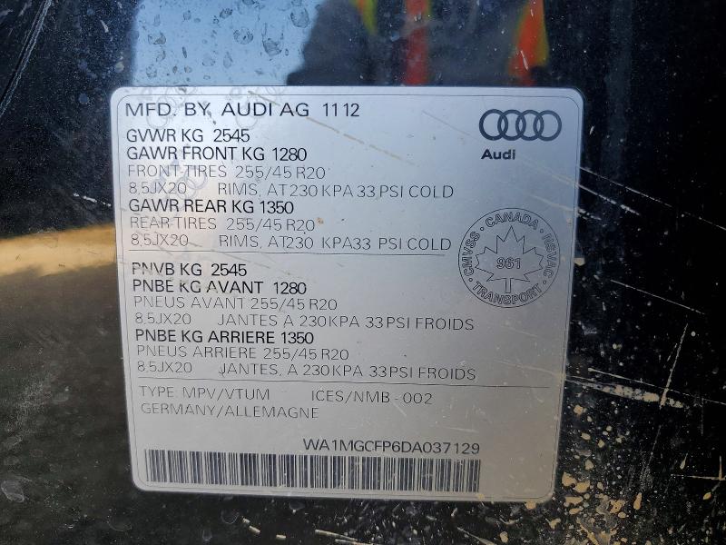 51781126 :رقم المزاد ، WA1MGCFP6DA037129 vin ، 2013 Audi Q5 مزاد بيع