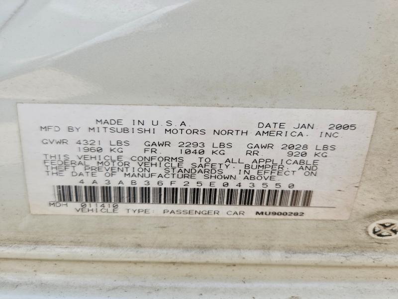 Продаж на аукціоні авто 2005 Mitsubishi Galant, vin: 4A3AB36F25E043550, номер лоту: 49744336