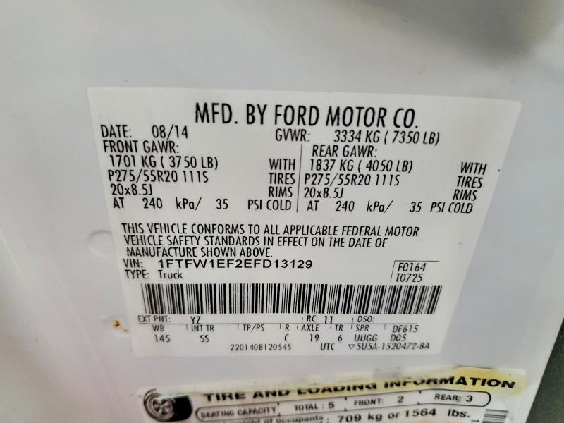 Продажа на аукционе авто 2014 Ford F150, vin: 1FTFW1EF2EFD13129, номер лота: 50186686