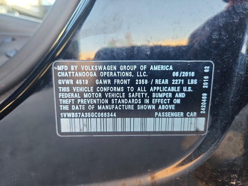 Aukcja sprzedaży 2016 Volkswagen Passat, vin: 1VWBS7A35GC066344, numer aukcji: 48814306