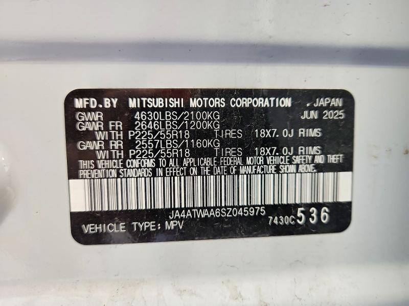Продаж на аукціоні авто 2025 Mitsubishi Eclipse Cross, vin: JA4ATWAA6SZ045975, номер лоту: 51336206
