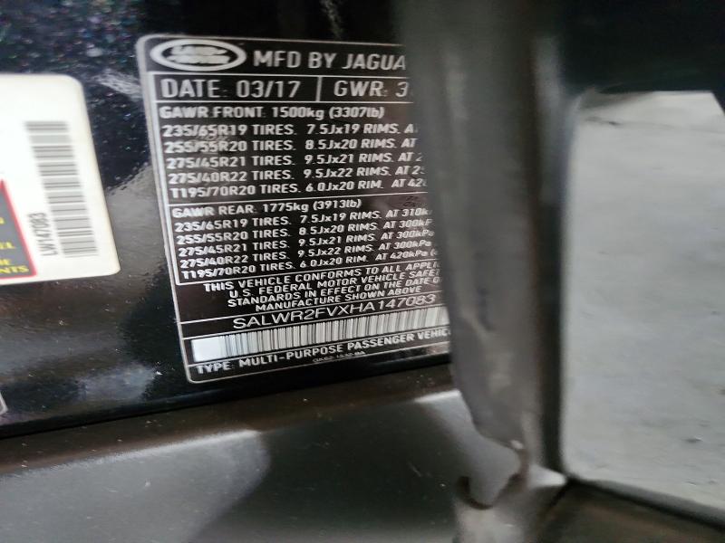 Aukcja sprzedaży 2017 Land Rover Range Rover Sport, vin: SALWR2FVXHA147083, numer aukcji: 51182816