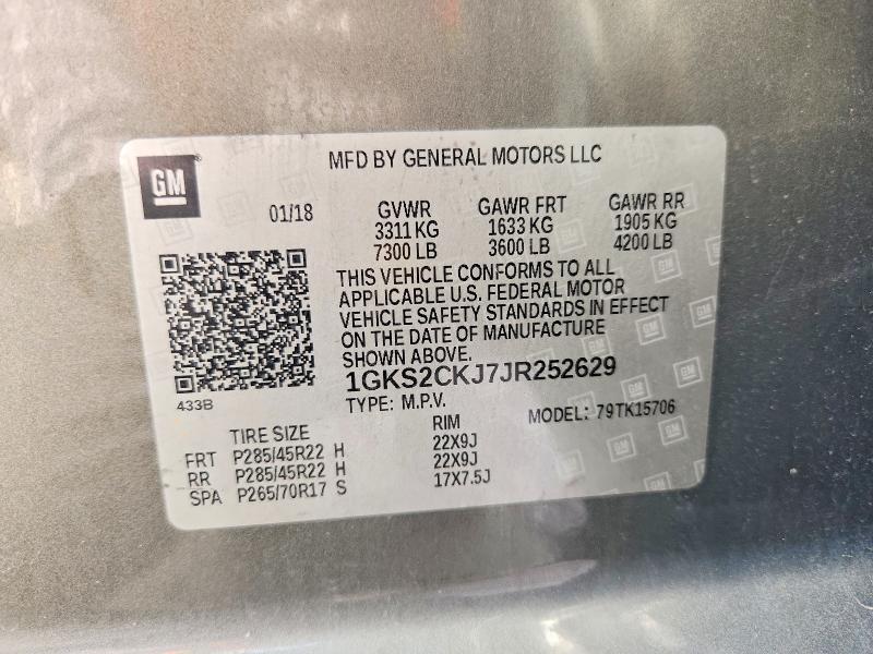 Продаж на аукціоні авто 2018 Gmc Yukon, vin: 1GKS2CKJ7JR252629, номер лоту: 47969486