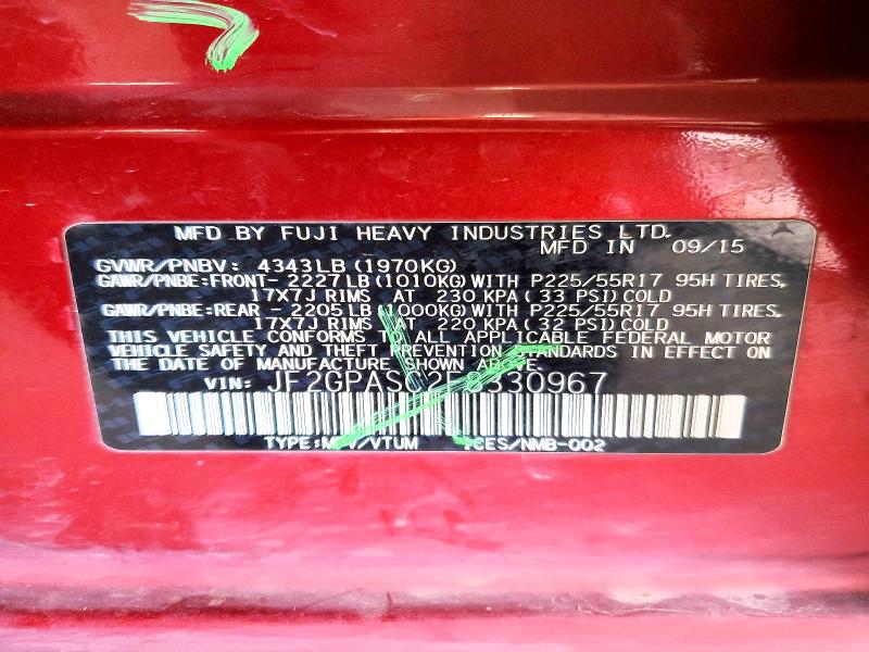Продажа на аукционе авто 2015 Subaru Xv Crosstrek, vin: JF2GPASC2F8330967, номер лота: 51153326