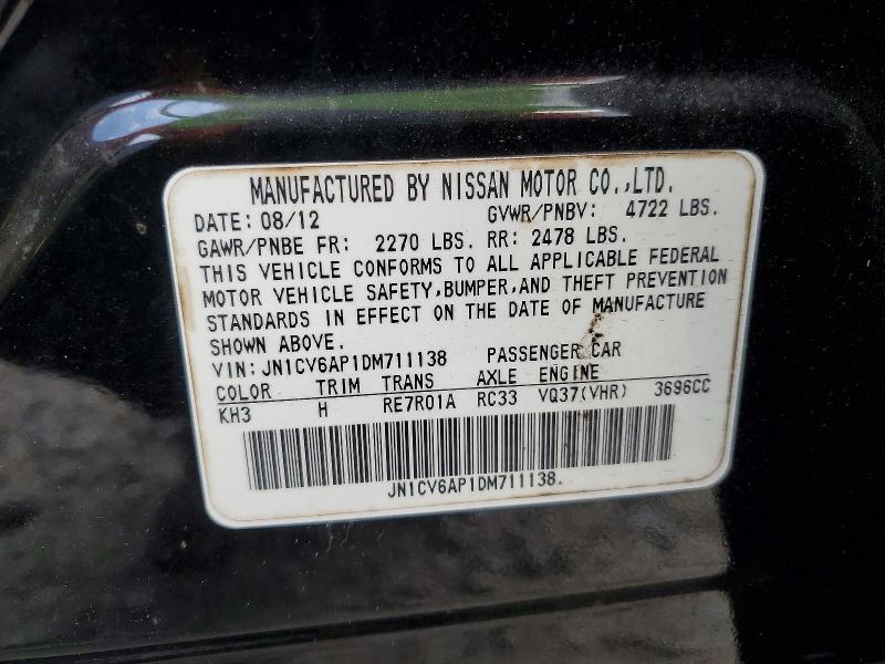 Aukcja sprzedaży 2013 Infiniti G37 Sedan, vin: JN1CV6AP1DM711138, numer aukcji: 51608006