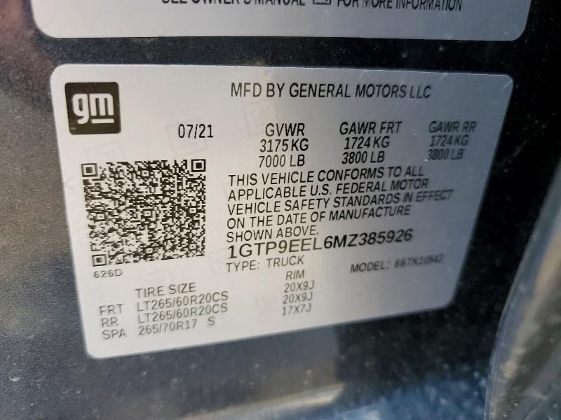 Продажа на аукционе авто 2021 Gmc Sierra, vin: 1GTP9EEL6MZ385926, номер лота: 50975796