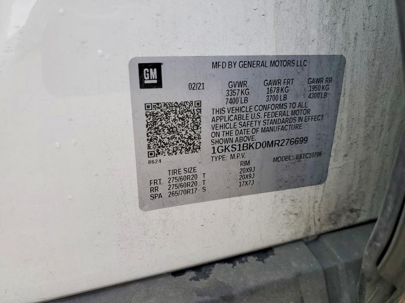 Продаж на аукціоні авто 2021 Gmc Yukon, vin: 1GKS1BKD0MR276699, номер лоту: 49599366