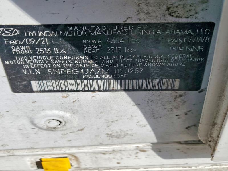 Продажа на аукционе авто 2021 Hyundai Sonata, vin: 5NPEG4JA7MH120287, номер лота: 48541196