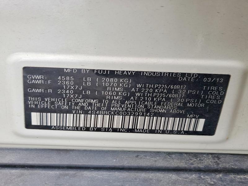 49558776 :رقم المزاد ، 4S4BRCKC0D3299142 vin ، 2013 Subaru Outback مزاد بيع
