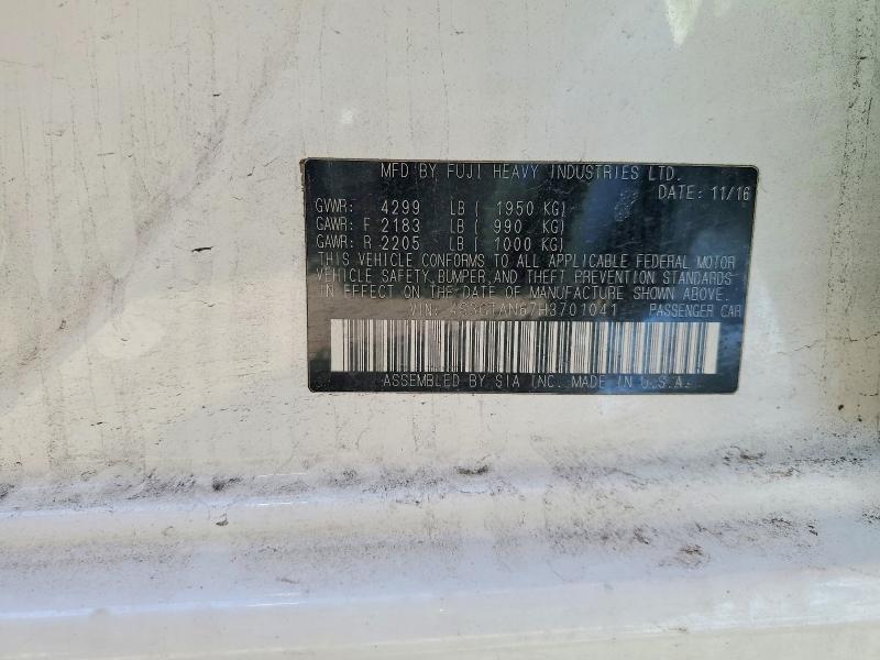 Aukcja sprzedaży 2017 Subaru Impreza, vin: 4S3GTAN67H3701041, numer aukcji: 50609536