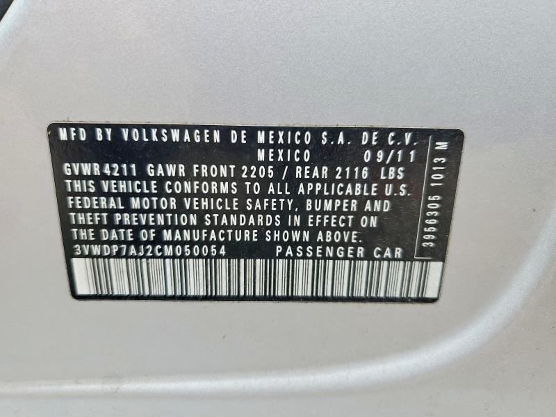 Aukcja sprzedaży 2012 Volkswagen Jetta, vin: 3VWDP7AJ2CM050054, numer aukcji: 49246986