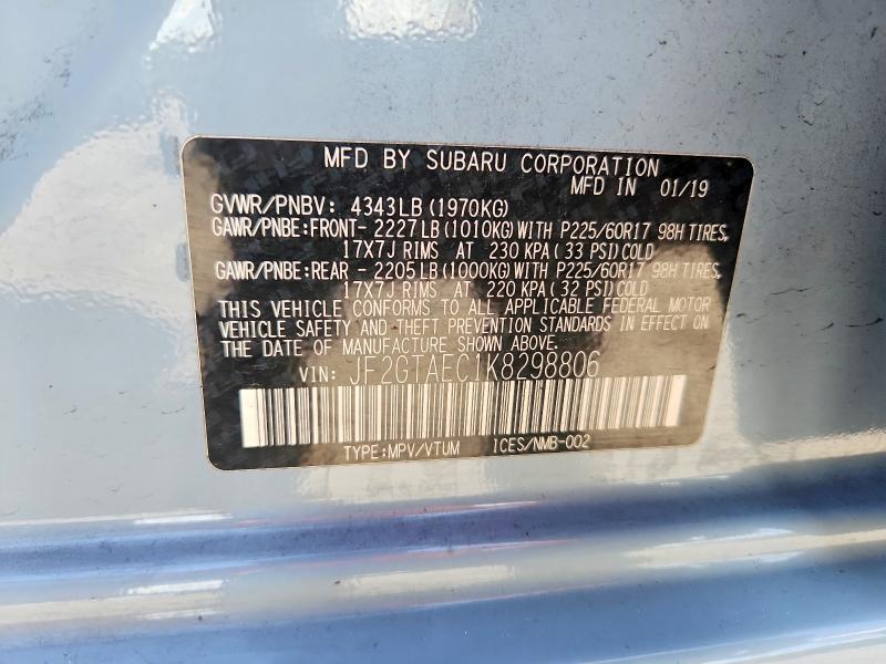 Продажа на аукционе авто 2019 Subaru Crosstrek, vin: JF2GTAEC1K8298806, номер лота: 51662836