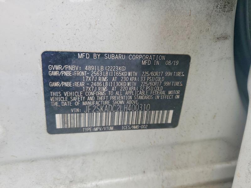 Aukcja sprzedaży 2020 Subaru Forester, vin: JF2SKADC2LH400310, numer aukcji: 50756806