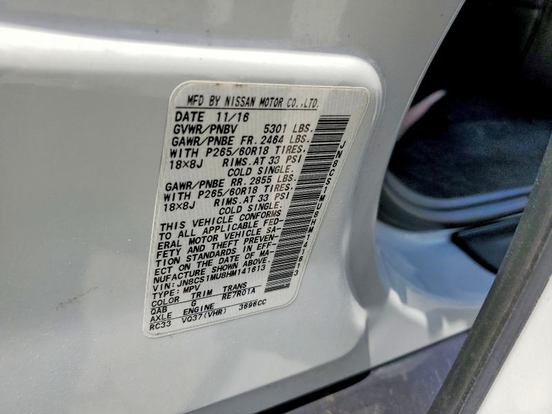 49283006 :رقم المزاد ، JN8CS1MU8HM141613 vin ، 2017 Infiniti Qx70 مزاد بيع