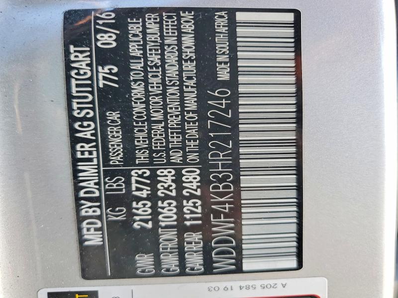 Продаж на аукціоні авто 2017 Mercedes-benz C, vin: WDDWF4KB3HR217246, номер лоту: 51083816