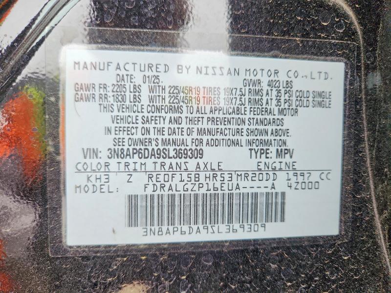 50417186 :رقم المزاد ، 3N8AP6DA9SL369309 vin ، 2025 Nissan Kicks مزاد بيع