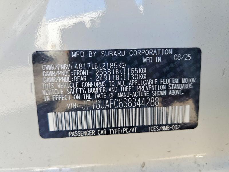 48177696 :رقم المزاد ، JF1GUAFC6S8344288 vin ، 2025 Subaru Impreza مزاد بيع