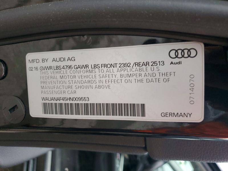 49677986 :رقم المزاد ، WAUANAF45HN009553 vin ، 2017 Audi A4 مزاد بيع