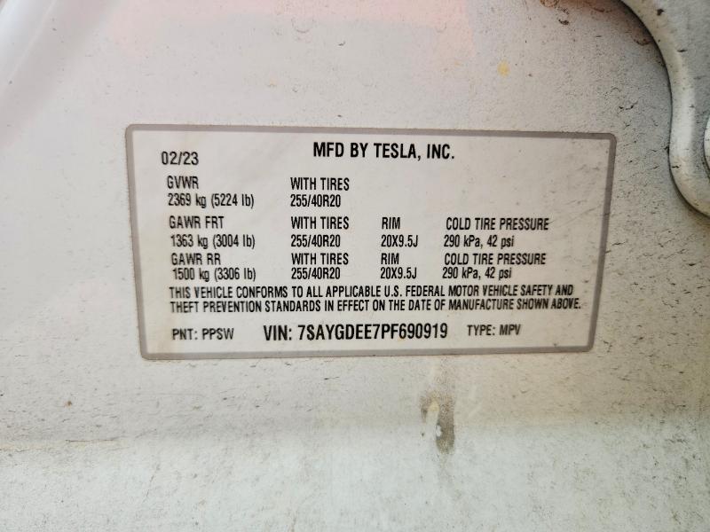 Продаж на аукціоні авто 2023 Tesla Model Y, vin: 7SAYGDEE7PF690919, номер лоту: 48496406