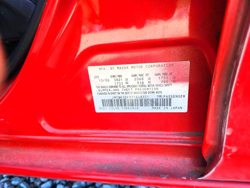 Продажа на аукционе авто 2007 Mazda 3, vin: JM1BK32F971648351, номер лота: 50498036