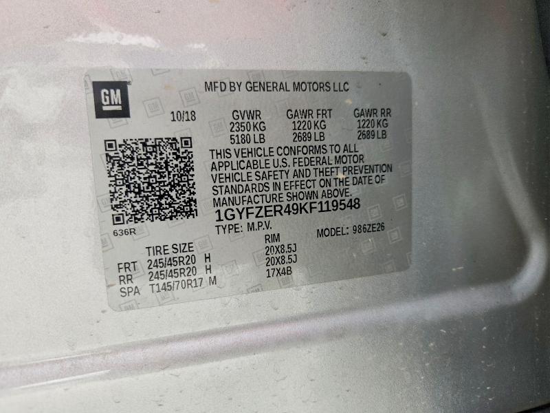 2019 Cadillac Xt4 მანქანა იყიდება აუქციონზე, vin: 1GYFZER49KF119548, აუქციონის ნომერი: 49840256