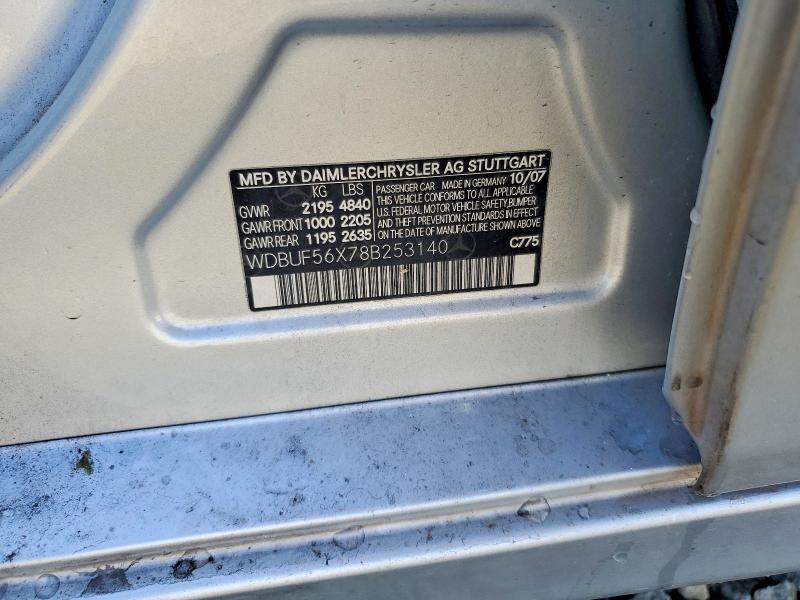 Aukcja sprzedaży 2008 Mercedes-benz E, vin: WDBUF56X78B253140, numer aukcji: 51013266