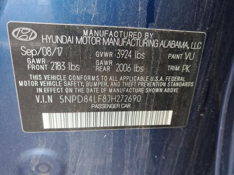 Продажа на аукционе авто 2018 Hyundai Elantra, vin: 5NPD84LF8JH272690, номер лота: 51363996