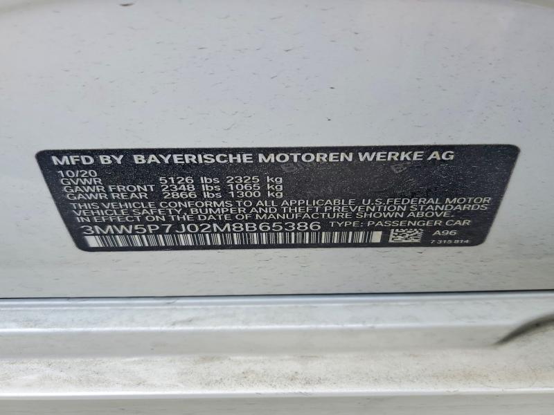 Aukcja sprzedaży 2021 Bmw 330e, vin: 3MW5P7J02M8B65386, numer aukcji: 48412876
