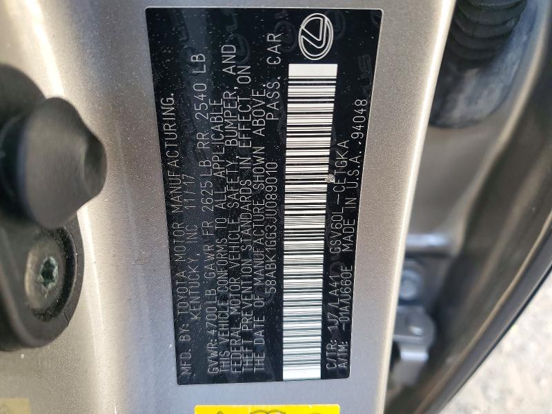 Aukcja sprzedaży 2018 Lexus Es, vin: 58ABK1GG3JU089010, numer aukcji: 49432786