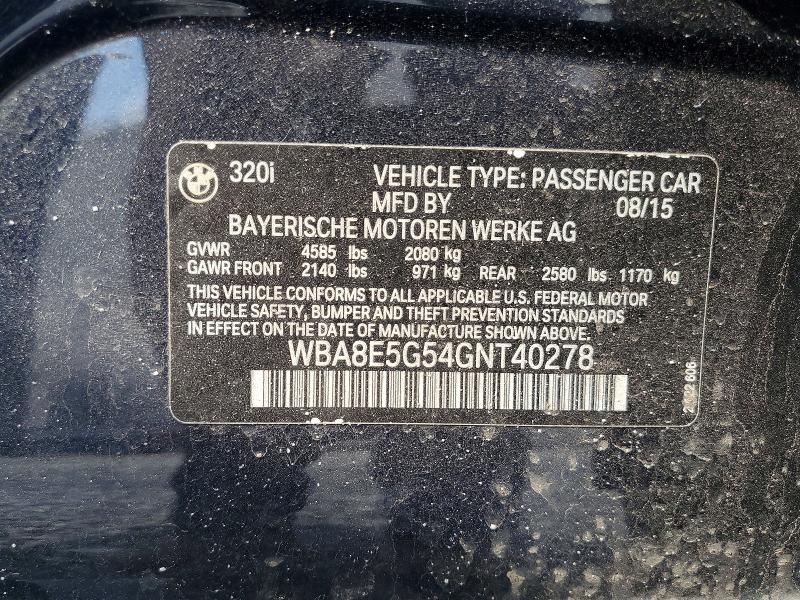 49476756 :رقم المزاد ، WBA8E5G54GNT40278 vin ، 2016 Bmw 320 مزاد بيع