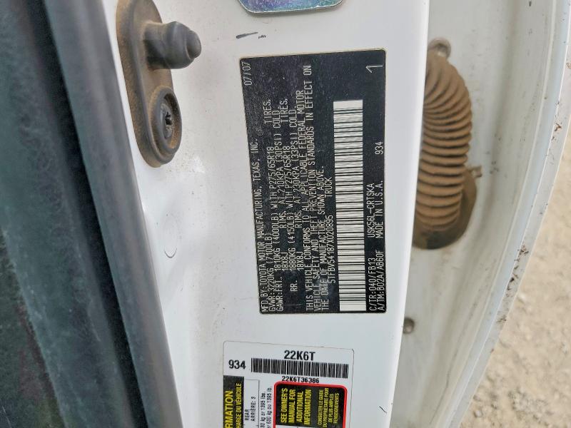 2007 Toyota Tundra მანქანა იყიდება აუქციონზე, vin: 5TFBV54187X020895, აუქციონის ნომერი: 49917956