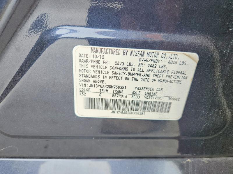 49566646 :رقم المزاد ، JN1CV6AR2DM756381 vin ، 2013 Infiniti G37 Sedan مزاد بيع