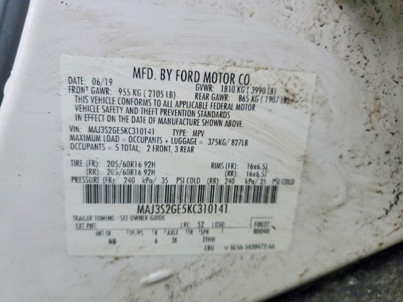 Продаж на аукціоні авто 2019 Ford Ecosport, vin: MAJ3S2GE5KC310141, номер лоту: 48749116
