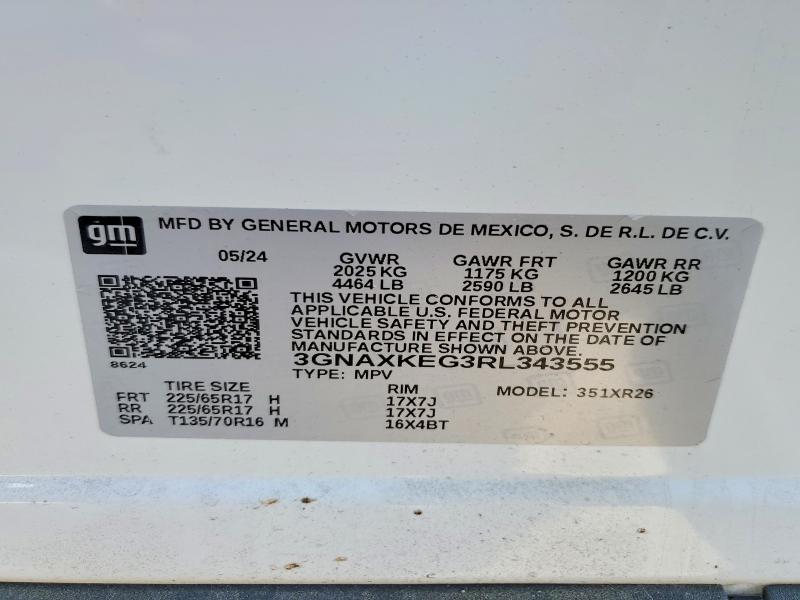 48616636 :رقم المزاد ، 3GNAXKEG3RL343555 vin ، 2024 Chevrolet Equinox مزاد بيع