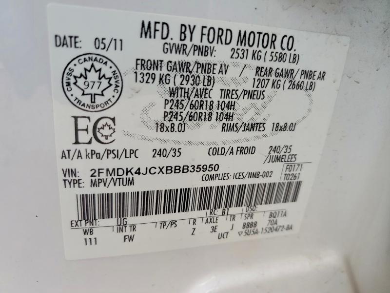 Aukcja sprzedaży 2011 Ford Edge, vin: 2FMDK4JCXBBB35950, numer aukcji: 48574206