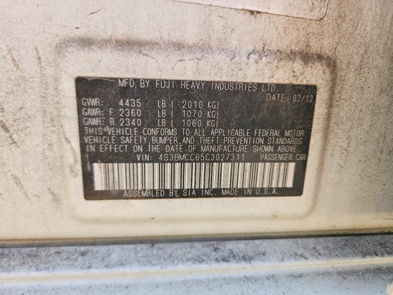 Aukcja sprzedaży 2012 Subaru Legacy, vin: 4S3BMCC65C3027311, numer aukcji: 50554606