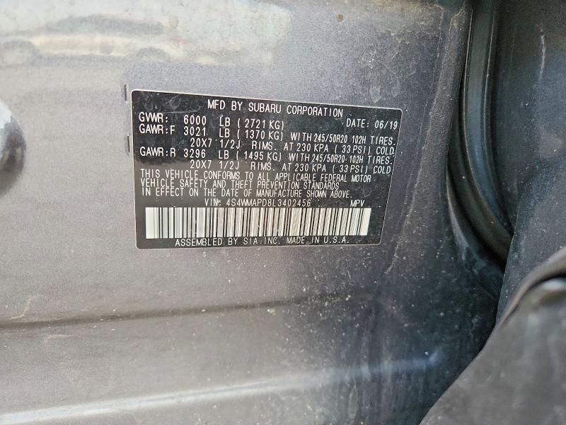 Продаж на аукціоні авто 2020 Subaru Ascent, vin: 4S4WMAPD8L3402456, номер лоту: 49387116