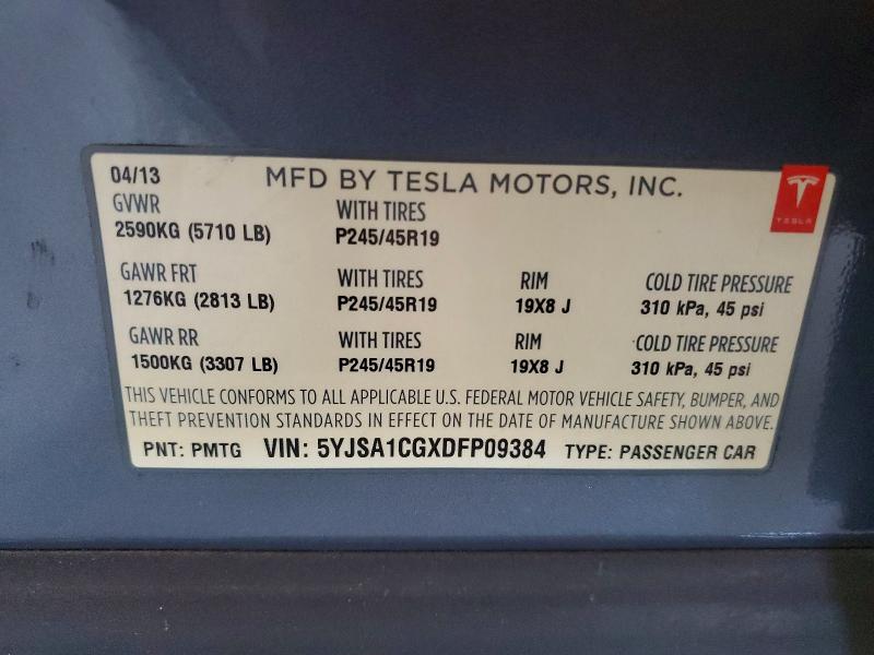 Продажа на аукционе авто 2013 Tesla Model S, vin: 5YJSA1CGXDFP09384, номер лота: 48714726