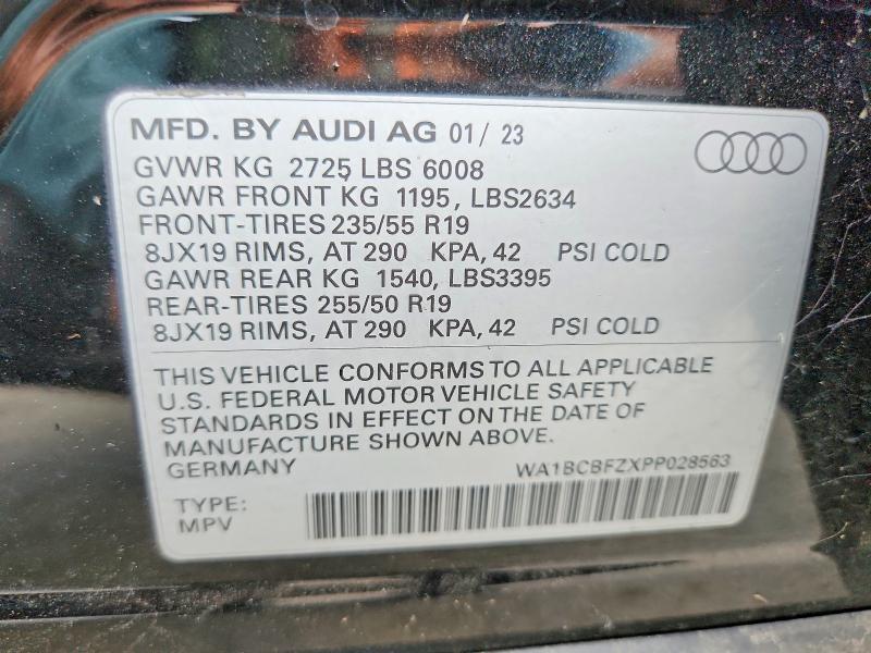 2023 Audi Q4 E-tron მანქანა იყიდება აუქციონზე, vin: WA1BCBFZXPP028563, აუქციონის ნომერი: 49637186