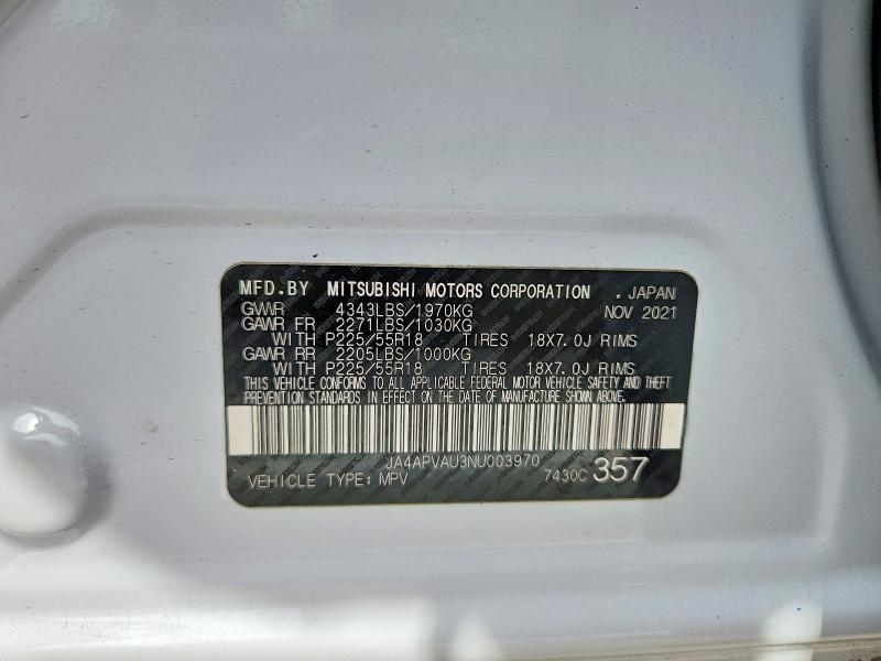 Продаж на аукціоні авто 2022 Mitsubishi Outlander Sport, vin: JA4APVAU3NU003970, номер лоту: 49591306