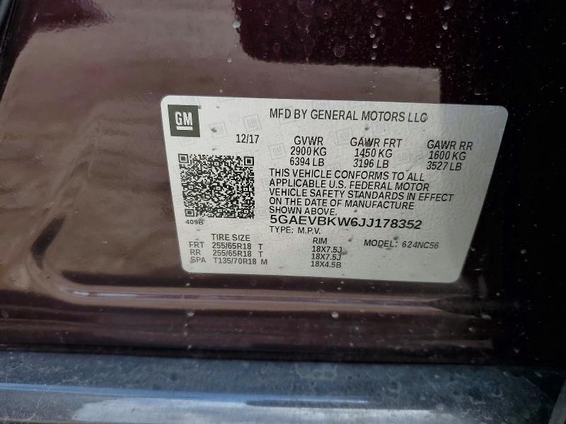 Aukcja sprzedaży 2018 Buick Enclave, vin: 5GAEVBKW6JJ178352, numer aukcji: 50085706