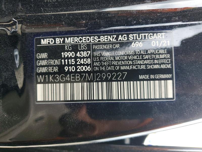 Aukcja sprzedaży 2021 Mercedes-benz A, vin: W1K3G4EB7MJ299227, numer aukcji: 49845666