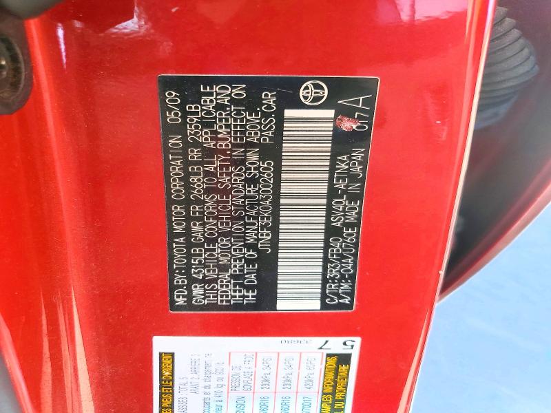 51342126 :رقم المزاد ، JTNBF3EK0A3002605 vin ، 2010 Toyota Camry مزاد بيع