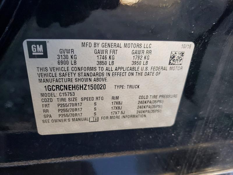 Продаж на аукціоні авто 2017 Chevrolet Silverado, vin: 1GCRCNEH6HZ150020, номер лоту: 49594276