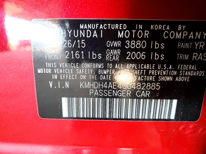 Продаж на аукціоні авто 2016 Hyundai Elantra, vin: KMHDH4AE4GU482885, номер лоту: 51040736