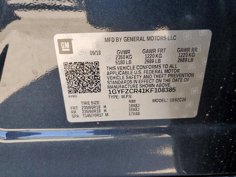 50279516 :رقم المزاد ، 1GYFZCR41KF108385 vin ، 2019 Cadillac Xt4 مزاد بيع
