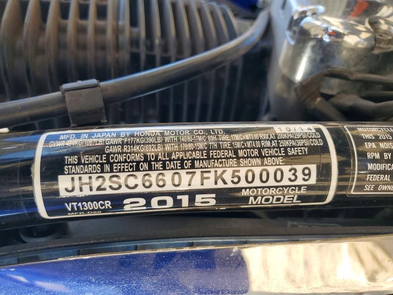 Продаж на аукціоні авто 2015 Honda Vt1300, vin: JH2SC6607FK500039, номер лоту: 49079486