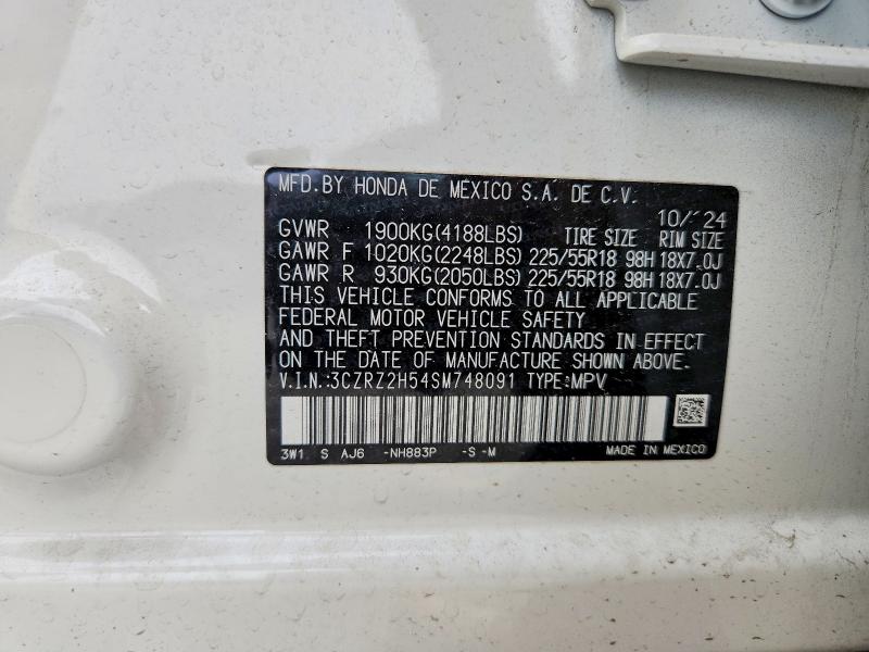 51628936 :رقم المزاد ، 3CZRZ2H54SM748091 vin ، 2025 Honda Hr-v مزاد بيع
