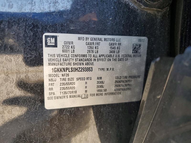 Aukcja sprzedaży 2017 Gmc Acadia, vin: 1GKKNPLS0HZ293863, numer aukcji: 50721116