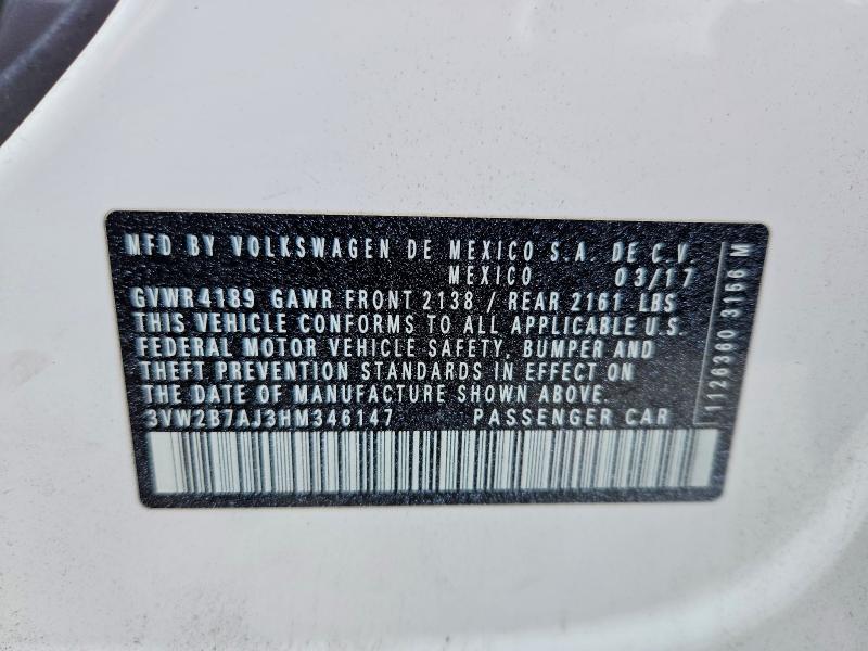Продажа на аукционе авто 2017 Volkswagen Jetta, vin: 3VW2B7AJ3HM346147, номер лота: 50350686